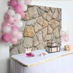 Lofaris Rustic Stone Wall Photography Backdrop with Natural Beige Texture, Versatile Photo Background for Studio Portrait