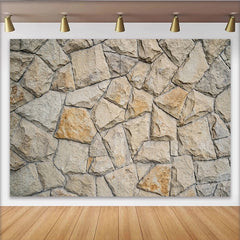 Lofaris Rustic Stone Wall Photography Backdrop with Natural Beige Texture, Versatile Photo Background for Studio Portrait