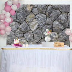 Lofaris Grey Irregular Stone Wall Photography Backdrop, Rustic Textured Background for Studio Portrait
