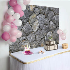 Lofaris Grey Irregular Stone Wall Photography Backdrop, Rustic Textured Background for Studio Portrait