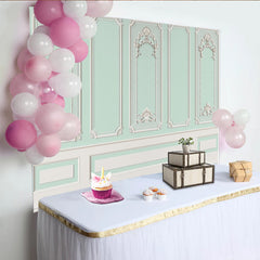 Lofaris Elegant Mint Green Classical Molding Photography Backdrop, Luxurious Wainscoting Wall Background for Portrait Photoshoot