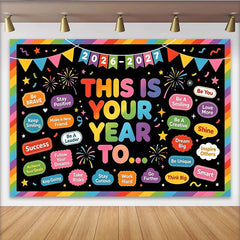 Lofaris Colorful Motivational New Year Backdrop, Inspirational Quotes Party Background for 2026 Celebration