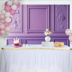Lofaris Purple Elegant Floral Photography Backdrop with Ornate Frame, Classic Wall Molding Background for Studio Portrait