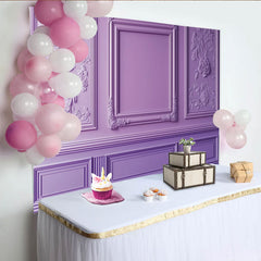 Lofaris Purple Elegant Floral Photography Backdrop with Ornate Frame, Classic Wall Molding Background for Studio Portrait