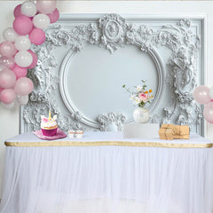Lofaris White Classical Ornate Fine Art Photography Backdrop with Floral Carvings, Elegant Studio Background for Portrait Photoshoot