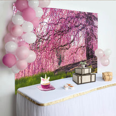 Lofaris Vibrant Pink Cherry Blossom Floral Photography Backdrop, Natural Spring Background for Studio Photoshoot, Party Decor