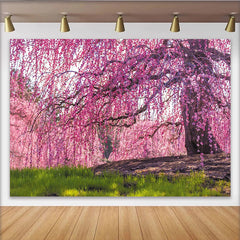 Lofaris Vibrant Pink Cherry Blossom Floral Photography Backdrop, Natural Spring Background for Studio Photoshoot, Party Decor