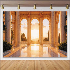 Lofaris Elegant Marble Column Architecture Photography Backdrop, Scenic Golden Hour Background for Studio Portrait and Event Decor