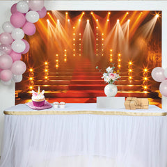 Lofaris Red Carpet Stage Photography Backdrop with Grand Staircase and Spotlights, Luxurious Event Background for Awards Ceremony