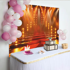 Lofaris Red Carpet Stage Photography Backdrop with Grand Staircase and Spotlights, Luxurious Event Background for Awards Ceremony
