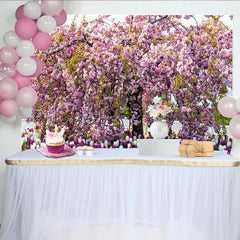 Lofaris Pink Cherry Blossom Floral Photography Backdrop with Tulips, Beautiful Spring Garden Background for Studio Portrait
