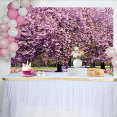 Lofaris Vibrant Pink Cherry Blossom Spring Floral Photography Backdrop, Beautiful Garden Park Background for Photoshoot and Event Decor