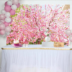 Lofaris Pink Cherry Blossom Photography Backdrop with Spring Flowers, Beautiful Nature Studio Background for Portrait Photoshoot