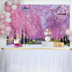 Lofaris Vibrant Pink Cherry Blossom Photography Backdrop, Beautiful Spring Nature Background for Studio Portrait and Event Decor