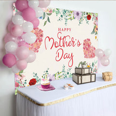 Lofaris Happy Mother's Day Floral Photography Backdrop with Heart Roses and Greenery, Elegant Party Decor for Mom Celebration