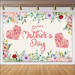 Lofaris Happy Mother's Day Floral Photography Backdrop with Heart Roses and Greenery, Elegant Party Decor for Mom Celebration