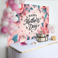 Lofaris Pink Floral Happy Mothers Day Backdrop with Butterflies, Elegant Photography Background for Celebration Party