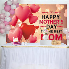 Lofaris Vibrant Pink and Red Heart Balloons Mothers Day Photography Backdrop, Elegant Bokeh Mom Celebration