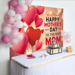 Lofaris Vibrant Pink and Red Heart Balloons Mothers Day Photography Backdrop, Elegant Bokeh Mom Celebration