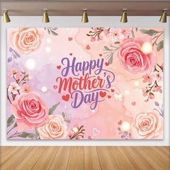 Lofaris Pink Floral Mothers Day Backdrop with Roses and Cherry Blossoms, Elegant Background for Festive Celebration Decor