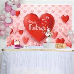 Lofaris Pink and Red Heart Balloons Mothers Day Backdrop, Elegant Party Decor for Family Celebration Photoshoot