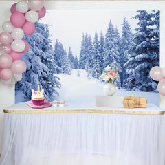 Lofaris Snowy Winter Forest Photography Backdrop with Pine Trees, Beautiful Studio Background for Holiday Portrait and Seasonal Photoshoot