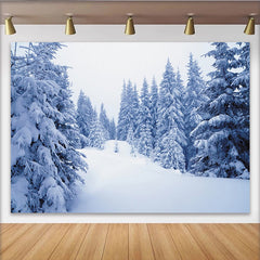 Lofaris Snowy Winter Forest Photography Backdrop with Pine Trees, Beautiful Studio Background for Holiday Portrait and Seasonal Photoshoot