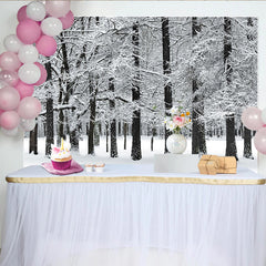 Lofaris Snowy Winter Forest Photography Backdrop with White Trees and Natural Landscape, Studio Background for Portrait Photoshoot