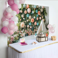 Lofaris Whimsical Floral Greenery Photography Backdrop with Pastel Lanterns, Elegant Studio Background for Baby and Child Photoshoot
