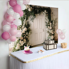 Lofaris Elegant Floral Wedding Backdrop with White Flowers and Greenery Arch, Romantic Photo Booth Prop for Event Decor