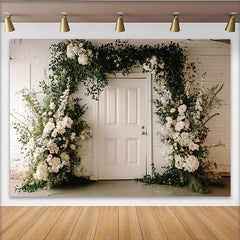 Lofaris Elegant Floral Wedding Backdrop with White Flowers and Greenery Arch, Romantic Photo Booth Prop for Event Decor