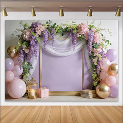 Lofaris Elegant Floral Photography Backdrop with Wisteria and Hydrangeas, Luxurious Studio Background for Party Decor and Photoshoots