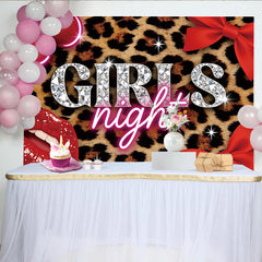 Lofaris Leopard Print Girls Night Birthday Backdrop with Diamond Letters, Glamorous Party Background for Photoshoot and Celebration Decor