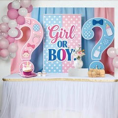 Lofaris Pink and Blue Gender Reveal Baby Shower Backdrop, Polka Dot Party Background for Baby Announcement Decor