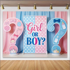 Lofaris Pink and Blue Gender Reveal Baby Shower Backdrop, Polka Dot Party Background for Baby Announcement Decor