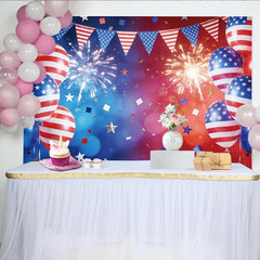 Lofaris Patriotic Independence Day Backdrop, American Flag Balloons and Bunting Background for Festive Celebrations and Photoshoots