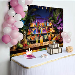 Lofaris Vibrant Tropical Bar Photography Backdrop for Summer Party, Exotic Nightlife Background for Festive Event Decor