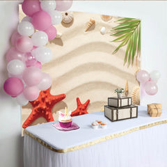 Lofaris Summer Beach Photography Backdrop with Seashells and Starfish, Tropical Photo Background for Studio Photoshoot