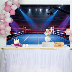 Lofaris Dramatic Boxing Ring Photography Backdrop with Arena Lights and Red Seats, Professional Sports Event Background for Photoshoot