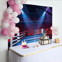Lofaris Boxing Ring Arena Sports Photography Backdrop with Bright Spotlights, Professional Stadium Background for Sports Event Photoshoot