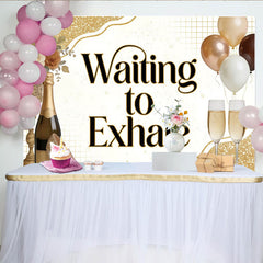 Lofaris Elegant Gold Glitter Adult Birthday Backdrop, Champagne and High Heel Party Background for Celebration
