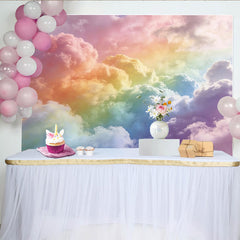 Lofaris Dreamy Rainbow Cloud Photography Backdrop, Soft Pastel Sky Background for Studio Photoshoot and Party Decor