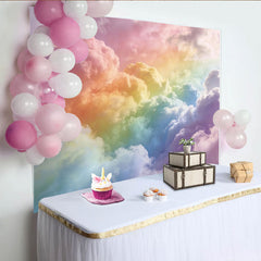Lofaris Dreamy Rainbow Cloud Photography Backdrop, Soft Pastel Sky Background for Studio Photoshoot and Party Decor