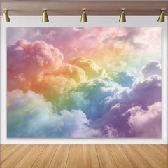 Lofaris Dreamy Rainbow Cloud Photography Backdrop, Soft Pastel Sky Background for Studio Photoshoot and Party Decor