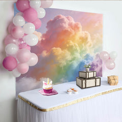 Lofaris Pastel Rainbow Cloud Photography Backdrop, Dreamy Sky Background for Studio Photoshoots and Creative Portraits