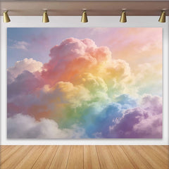 Lofaris Pastel Rainbow Cloud Photography Backdrop, Dreamy Sky Background for Studio Photoshoots and Creative Portraits