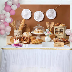 Lofaris Rustic Bakery Photography Backdrop with Fresh Bread and Pastries, Studio Background for Food Photography and Kitchen Decor