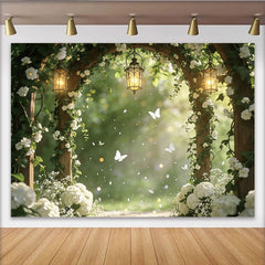 Lofaris Enchanted Garden Photography Backdrop with White Flowers, Beautiful Studio Background for Romantic Photoshoot