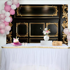 Lofaris Elegant Black and Gold Old Master Photography Backdrop with Ornate Frames, Luxurious Studio Background for Professional Portrait