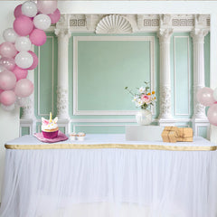 Lofaris Elegant Light Green Classical Architecture Photography Backdrop, White Columns and Ornate Moldings Studio Background for Portraits